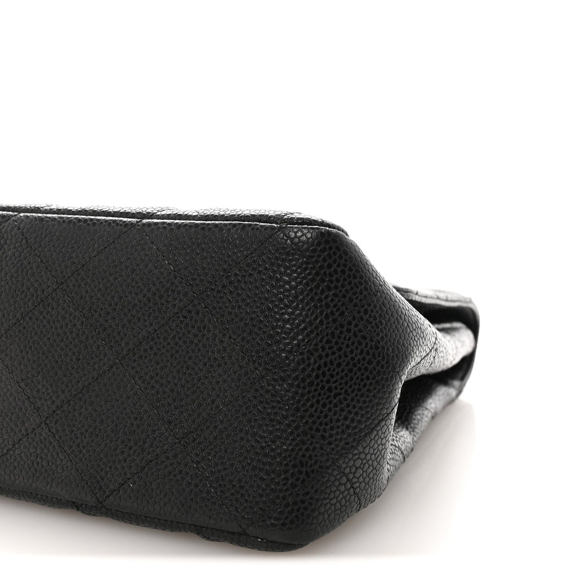 Quilted Caviar Flap Shoulder Bag - Black