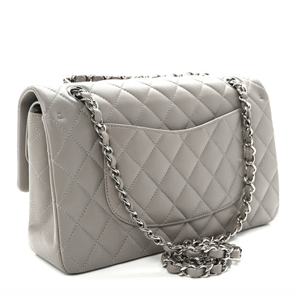 Medium Quilted Lambskin Flap Shoulder Bag - Grey