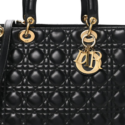 Large Lambskin Handbag - Black
