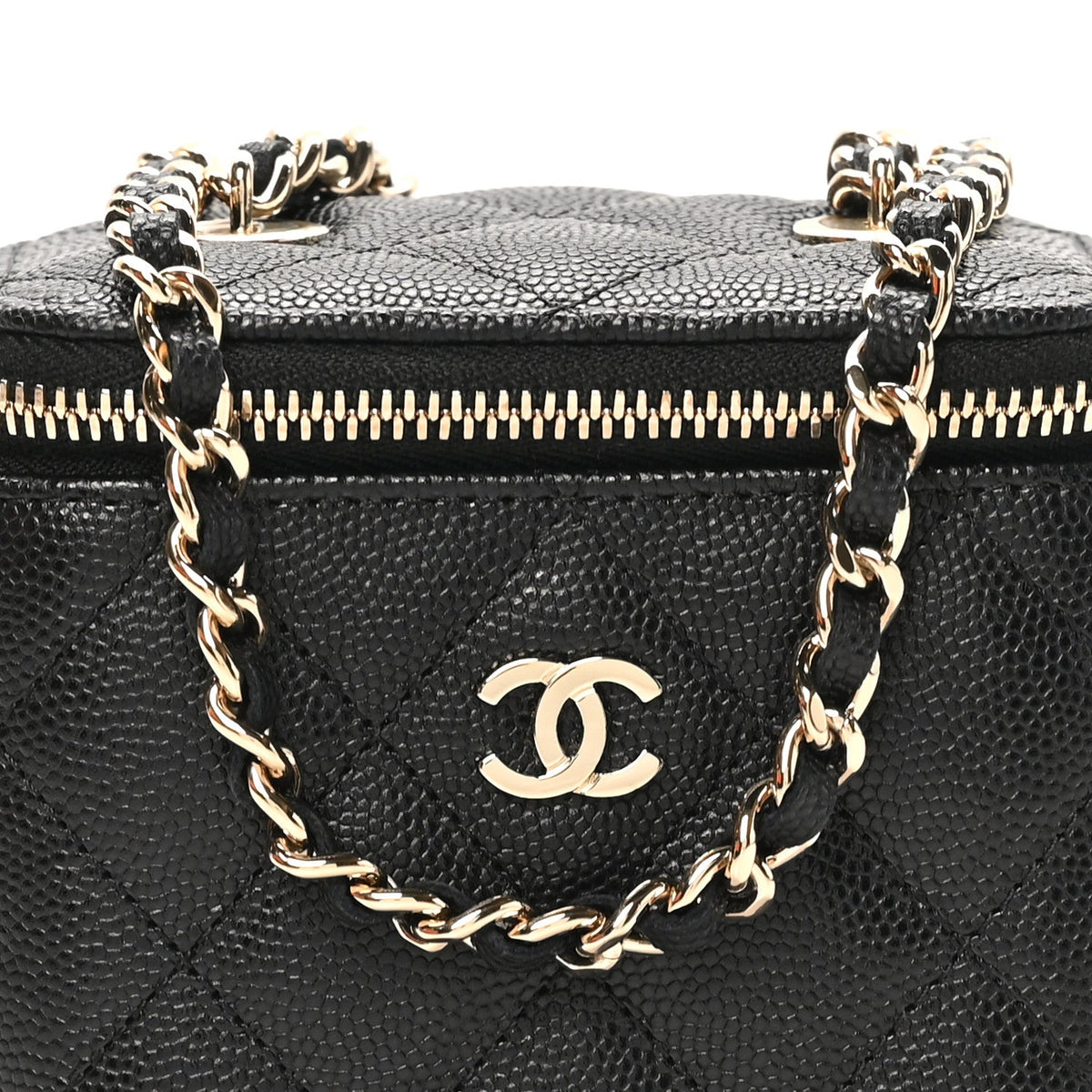 Mini Quilted Caviar Handbag - Black