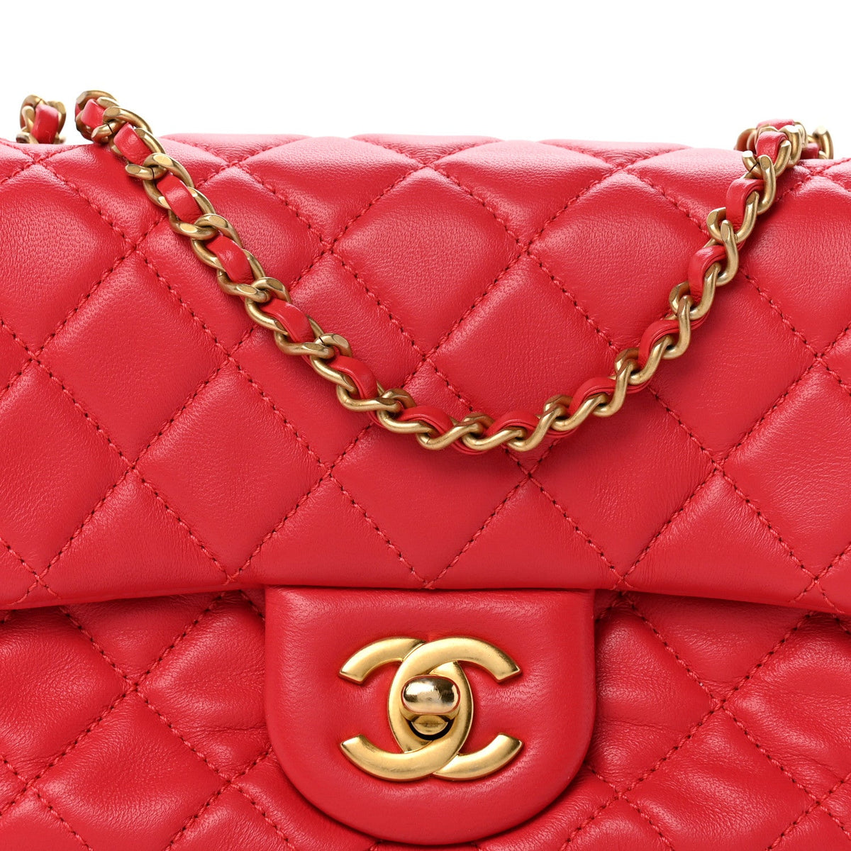Mini Quilted Lambskin Flap Shoulder Bag - Pink
