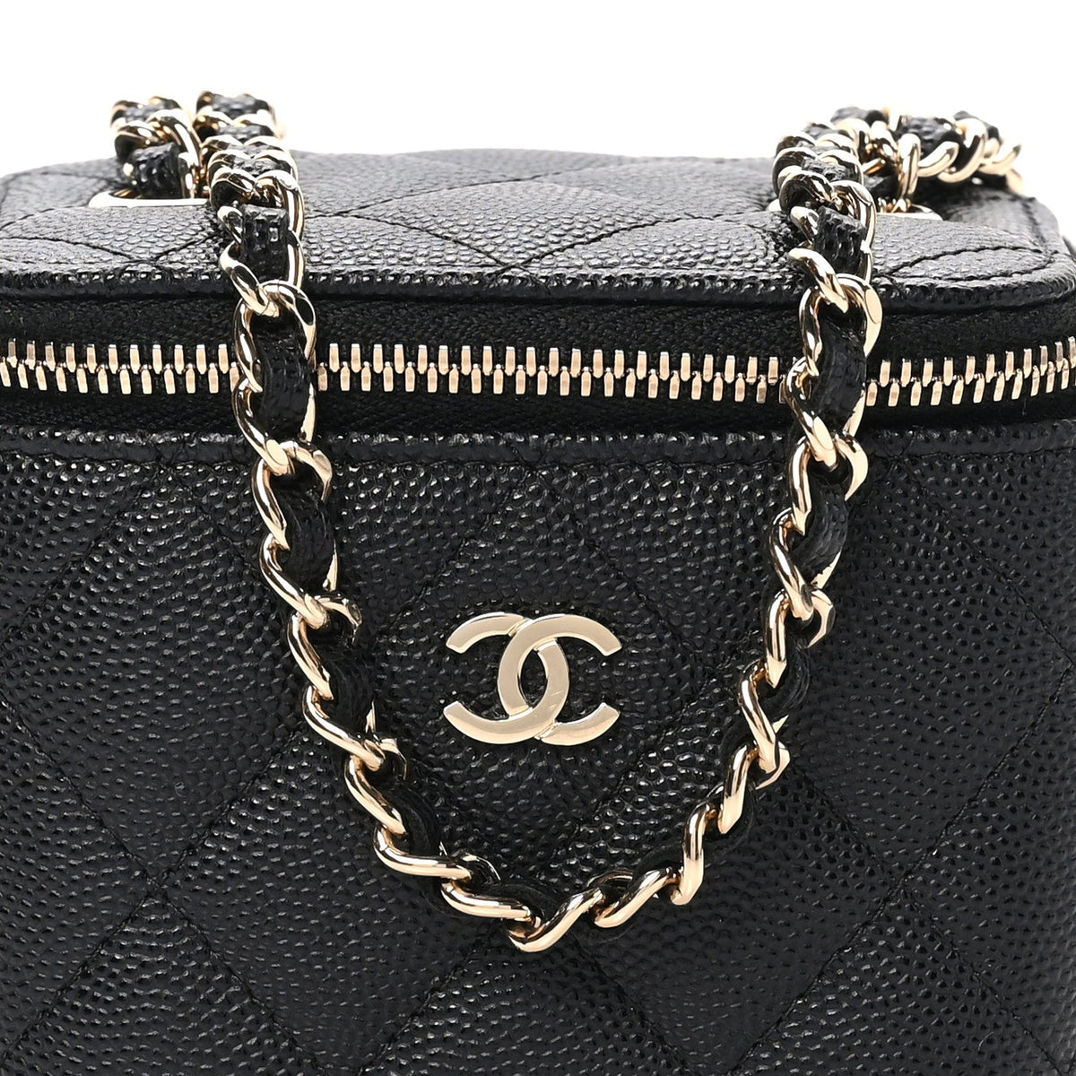 Mini Quilted Caviar Handbag - Black