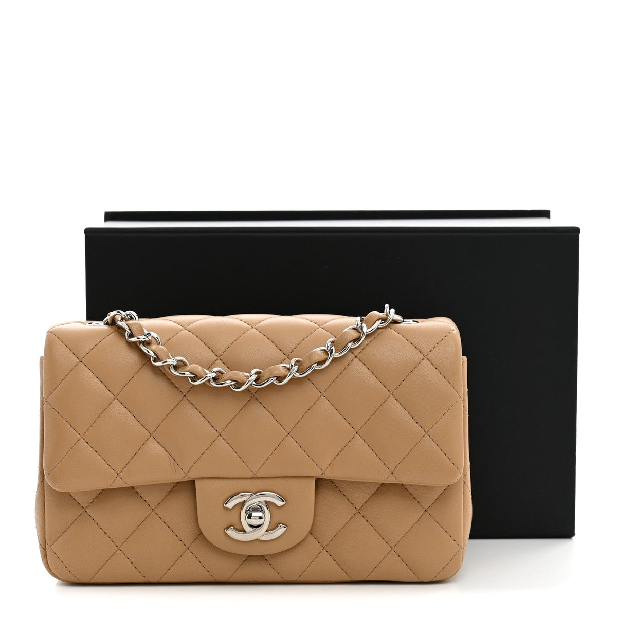 Mini Quilted Lambskin Flap Shoulder Bag - Tan