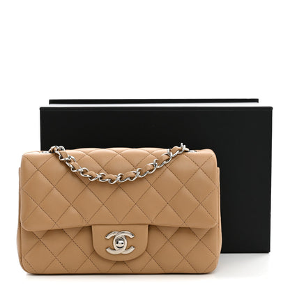 Mini Quilted Lambskin Flap Shoulder Bag - Tan