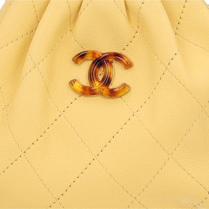 Mini Quilted Lambskin Pouch - Yellow