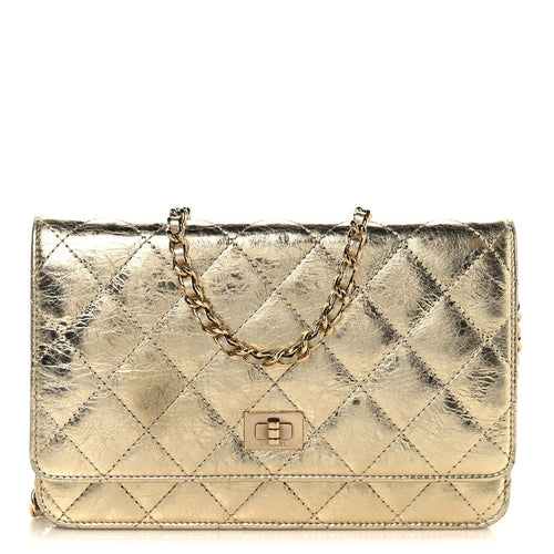 Quilted Calfskin Wallet Bag - Gold