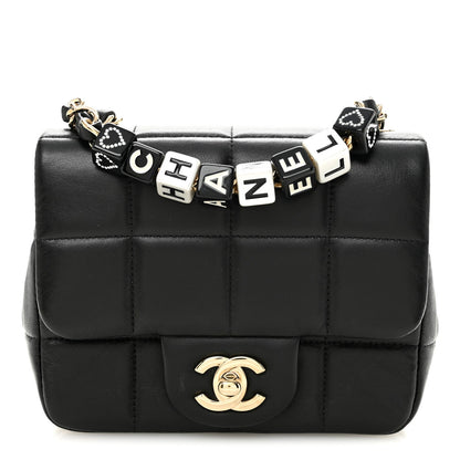 Mini Quilted Lambskin Flap Shoulder Bag - Black