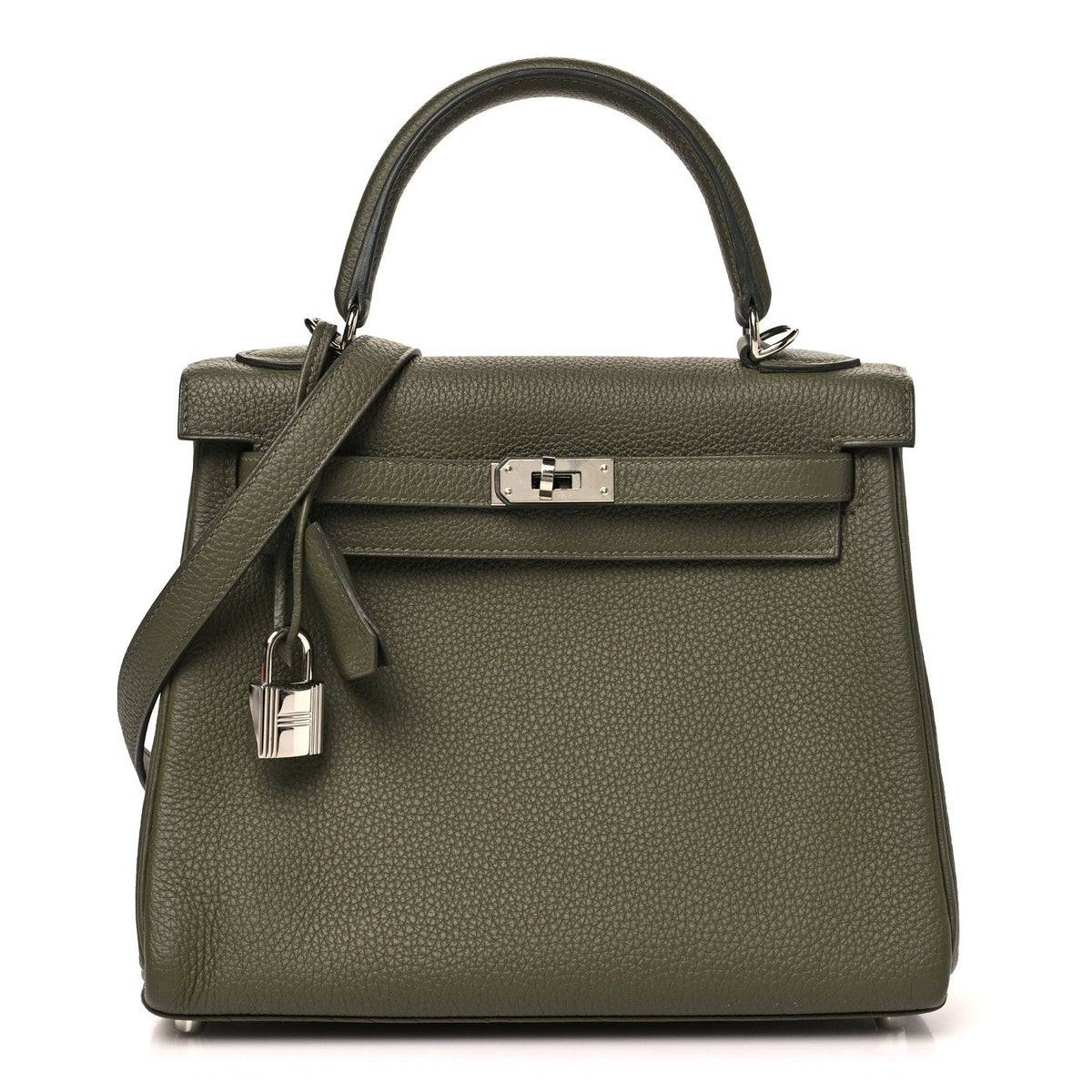 Togo Kelly Retourne 25 Vert Veronesse Handbag