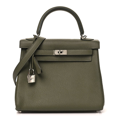 Togo Kelly Retourne 25 Vert Veronesse Handbag