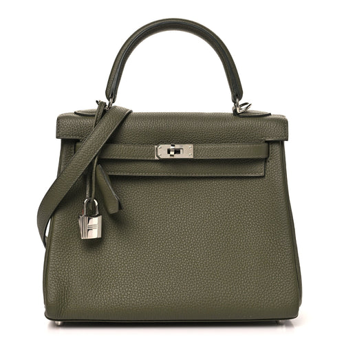 Togo Kelly Retourne 25 Vert Veronesse Handbag