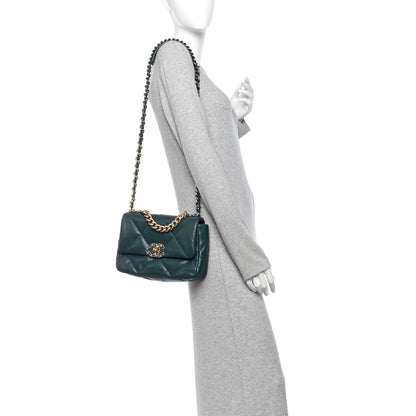 Medium Quilted Goatskin Flap Shoulder Bag - Blue