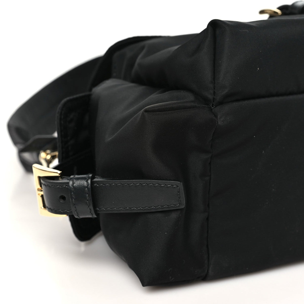 Medium Nylon Shoulder Bag - Black