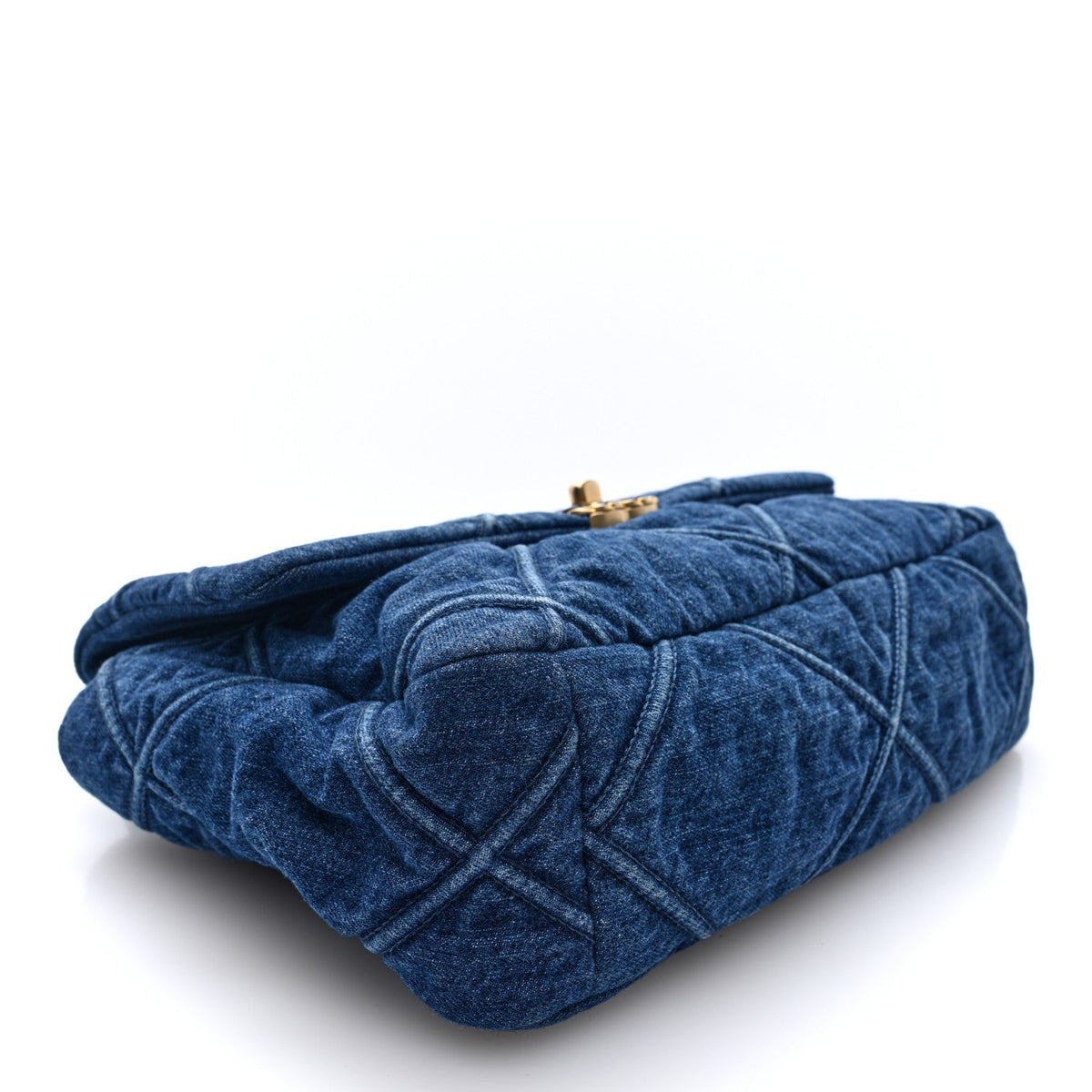 Large Quilted Flap Shoulder Bag - Blue