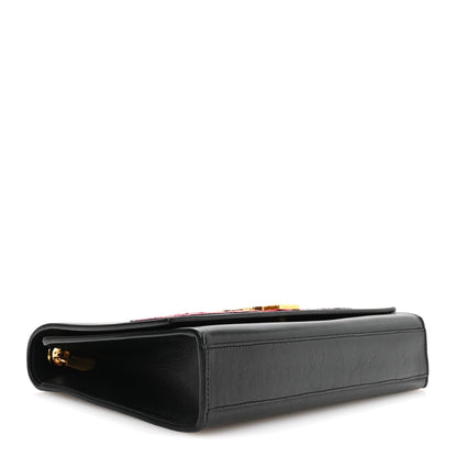 Medium Lambskin Satchel Bag - Black