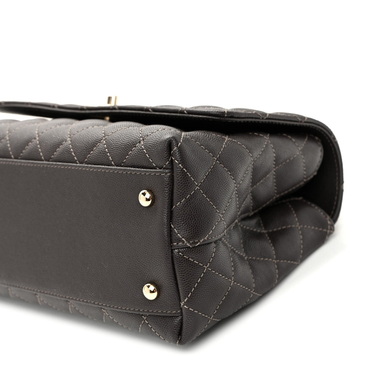 Small Quilted Caviar Flap Shoulder Bag - Brown