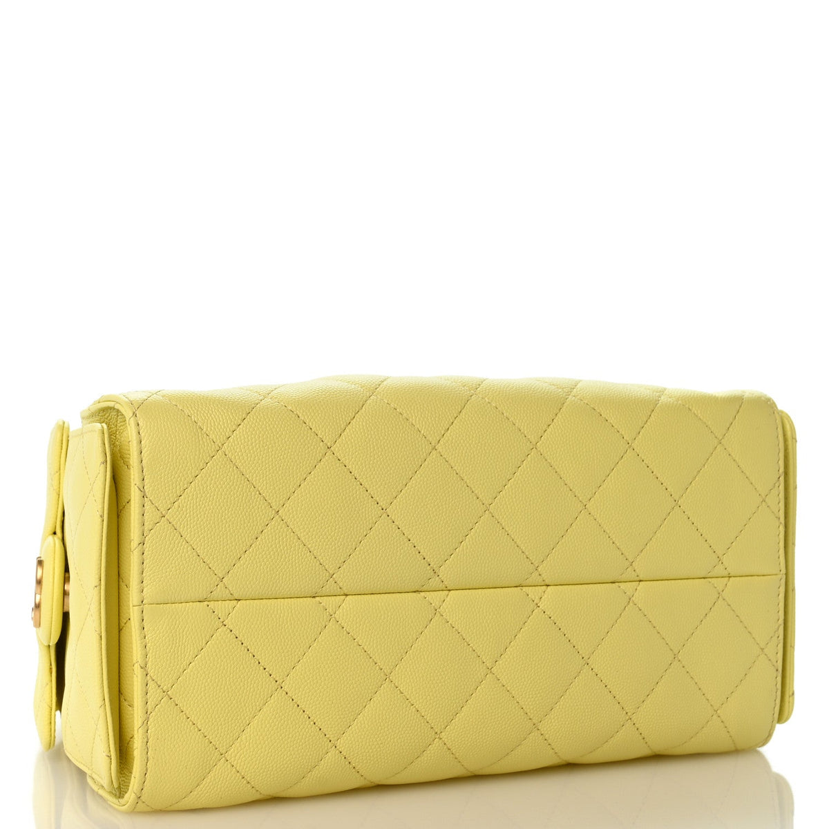 Small Quilted Caviar Handbag - Yellow
