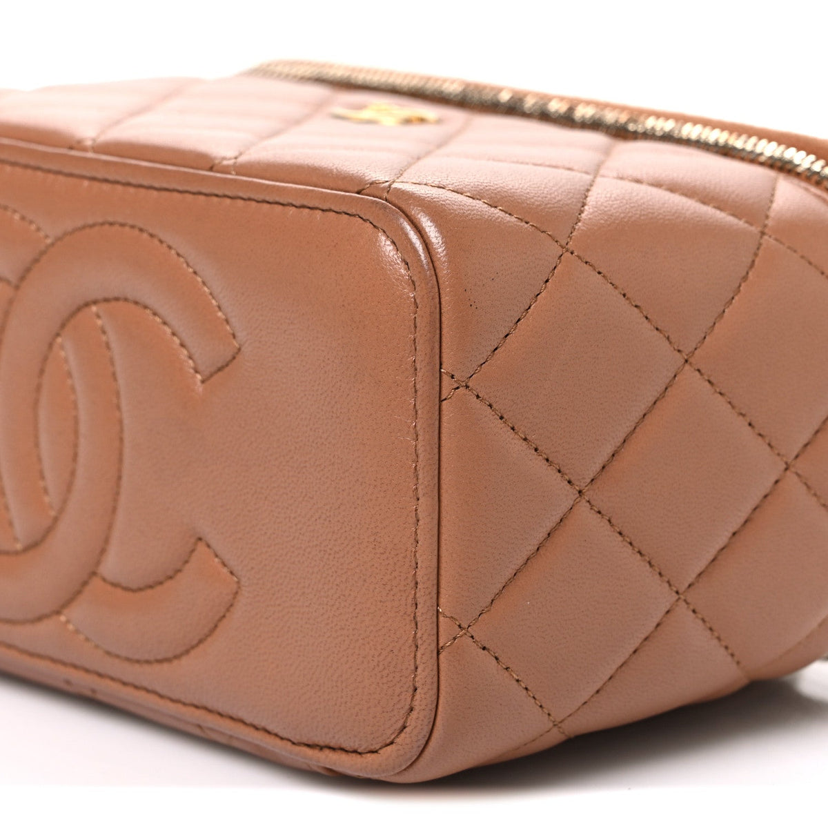Small Quilted Lambskin Handbag - Brown