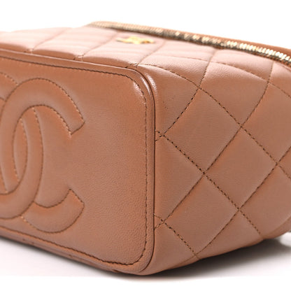 Small Quilted Lambskin Handbag - Brown
