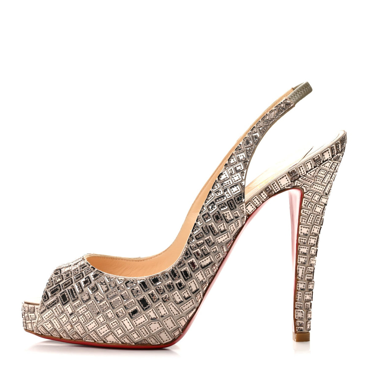 Satin Mosaique No Prive Pumps Silver