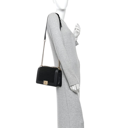 Medium Shearling Sheepskin Flap Shoulder Bag - Black