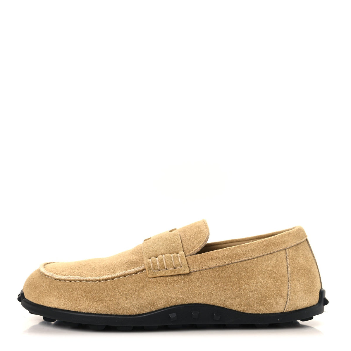 Suede Calfskin Lazy Loafers Beige Sable