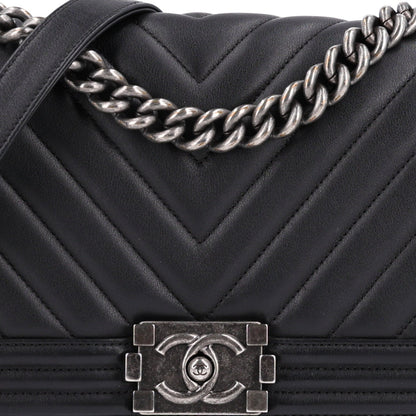 Medium Quilted Lambskin Flap Shoulder Bag - Black