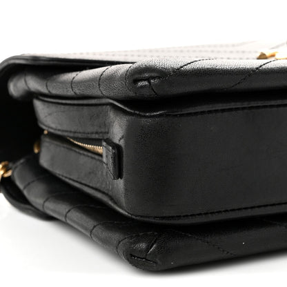 Medium Calfskin Flap Shoulder Bag - Black
