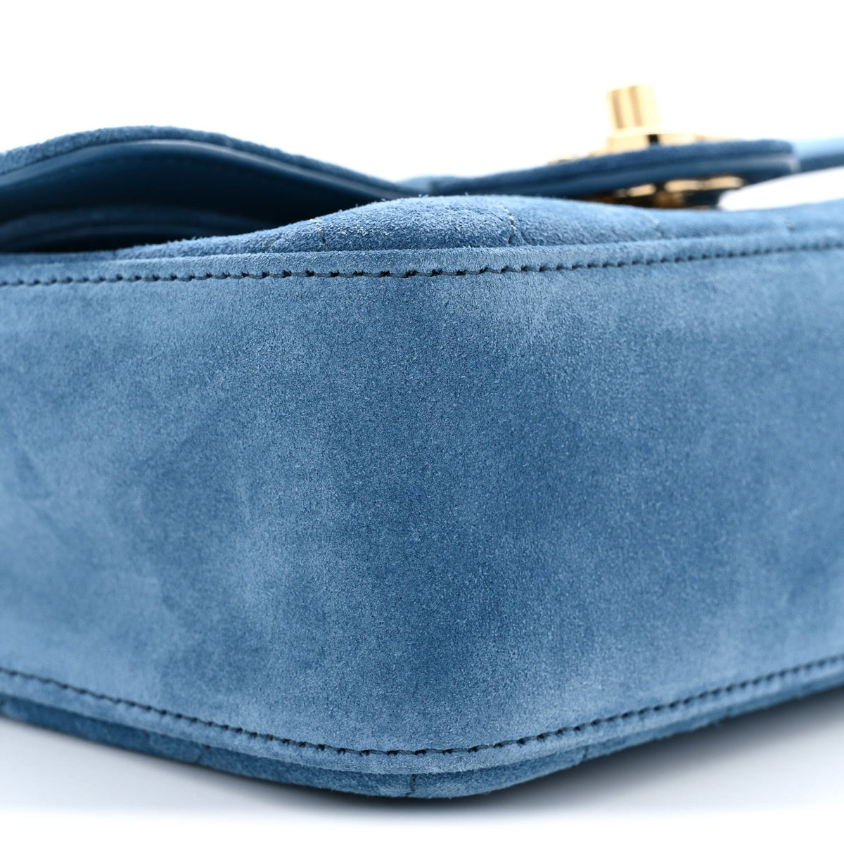 Mini Calfskin Suede Flap Shoulder Bag - Blue