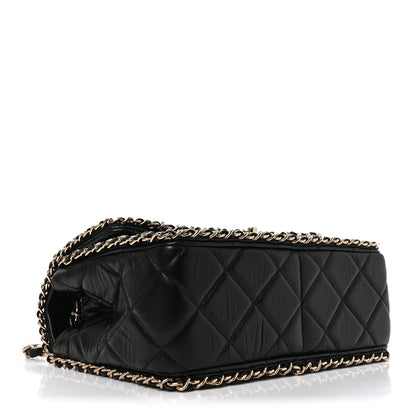 Medium Calfskin Flap Shoulder Bag - Black