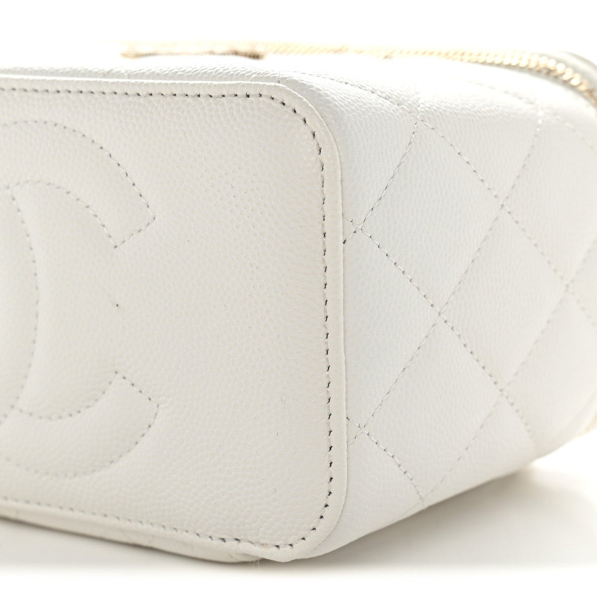 Small Quilted Caviar Handbag - White