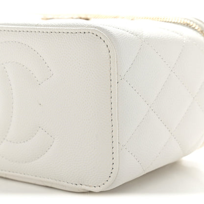 Small Quilted Caviar Handbag - White