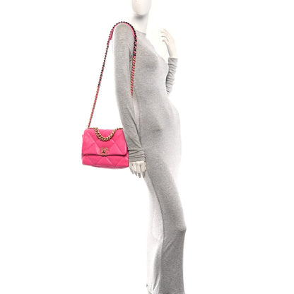 Medium Quilted Lambskin Flap Shoulder Bag - Pink