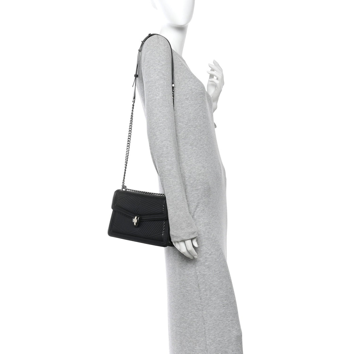 Quilted Calfskin Shoulder Bag - Black
