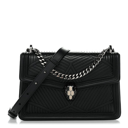 Quilted Calfskin Shoulder Bag - Black