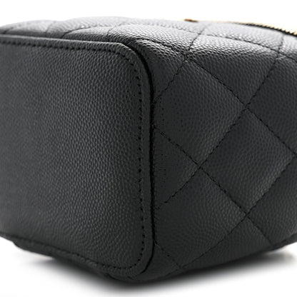 Mini Quilted Caviar Handbag - Black