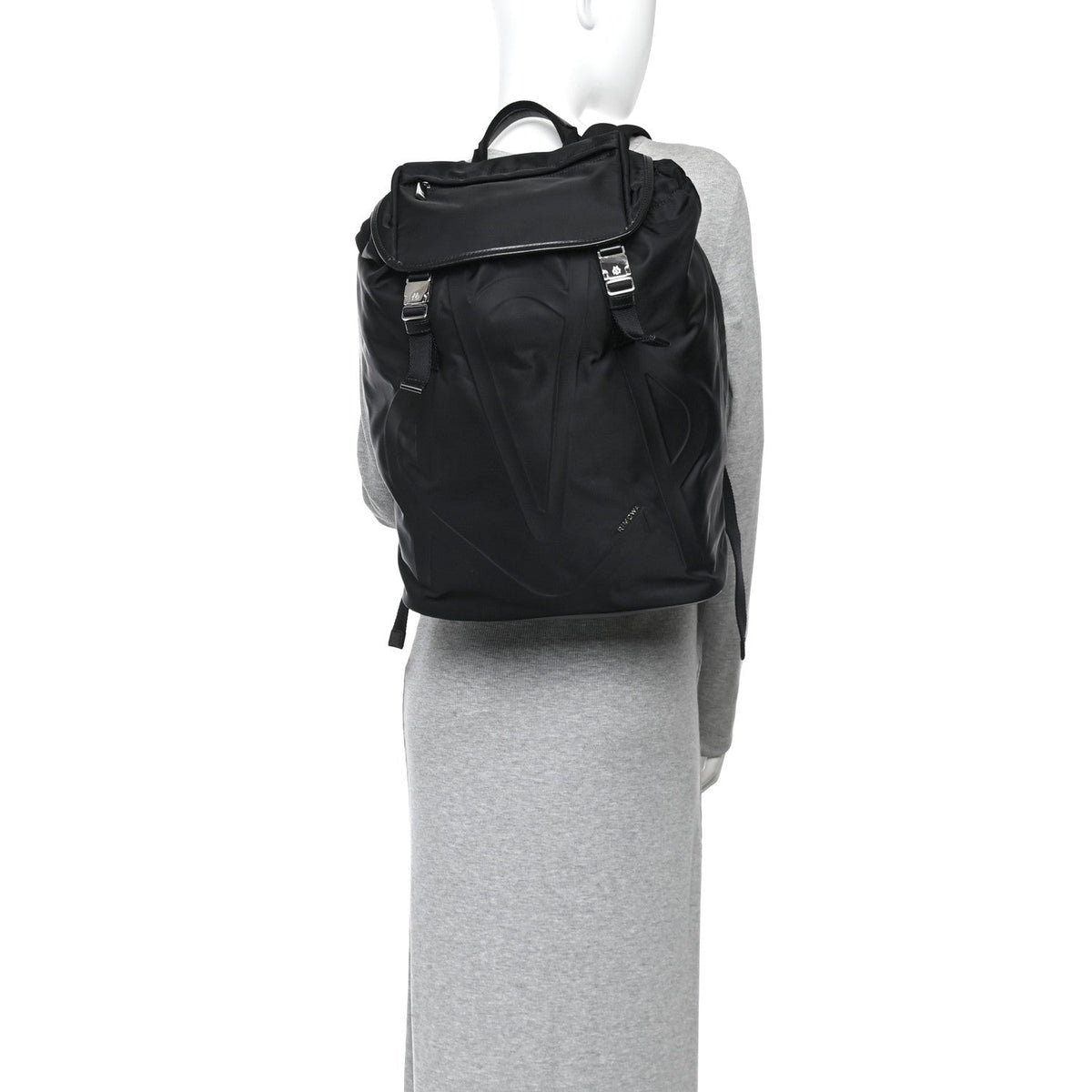 Calfskin Nylon Backpack - Black