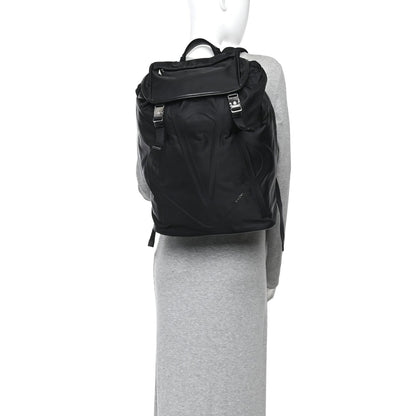Calfskin Nylon Backpack - Black