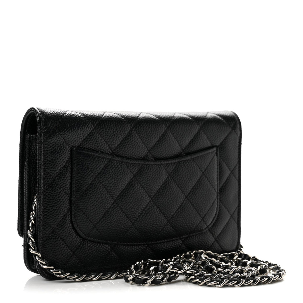 Quilted Caviar Wallet Bag - Black