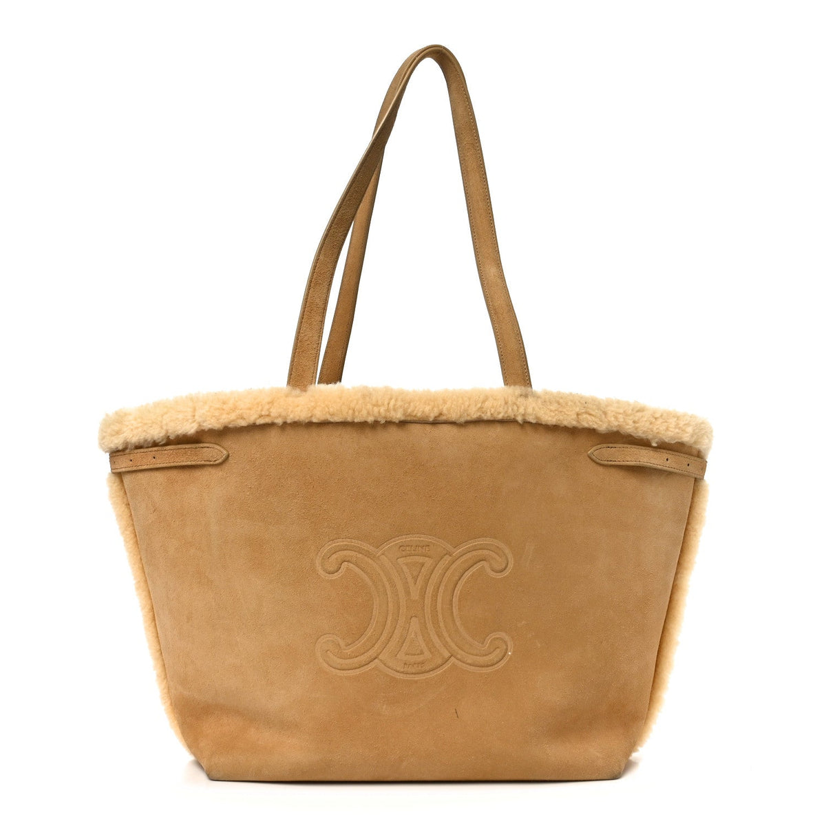 Medium Suede Shearling Handbag - Natural