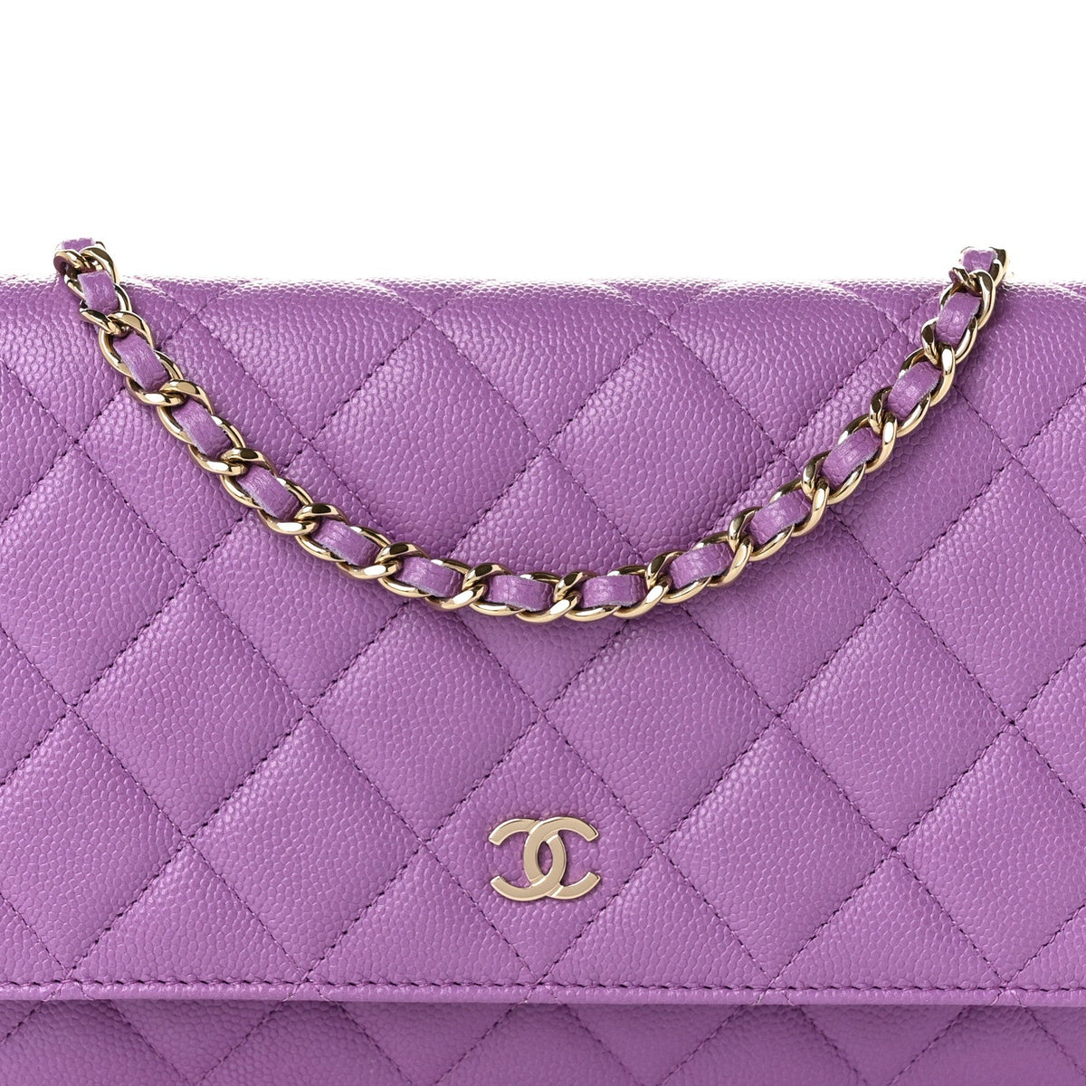 Quilted Caviar Wallet Bag - Purple