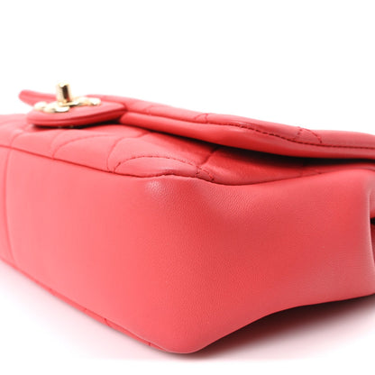 Quilted Lambskin Flap Shoulder Bag - Red