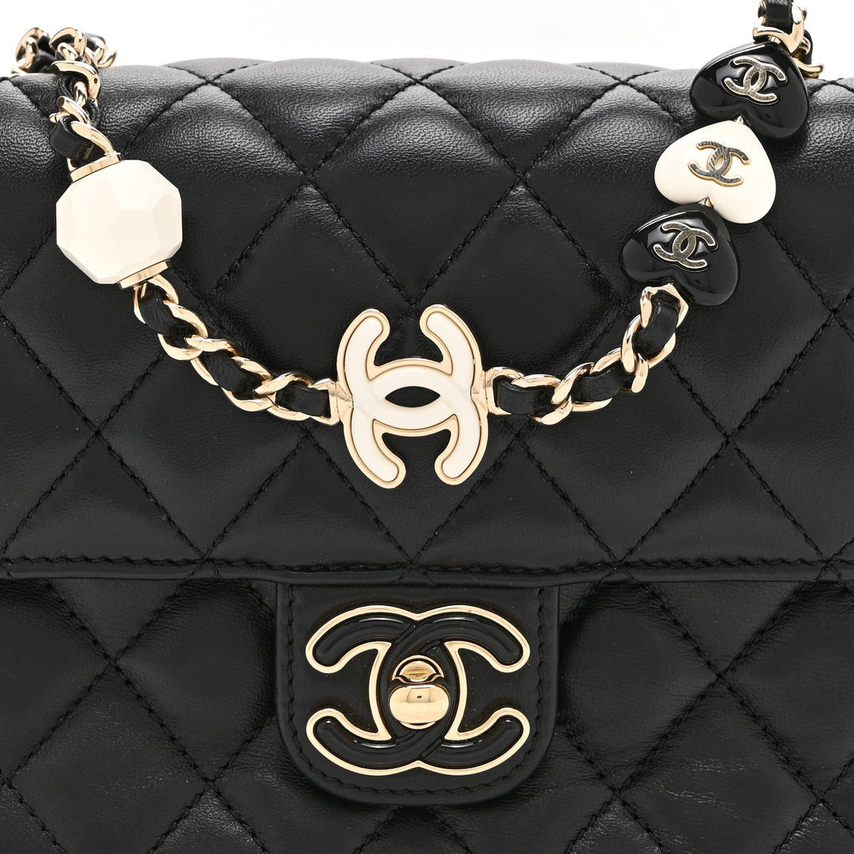 Mini Quilted Lambskin Flap Shoulder Bag - Black
