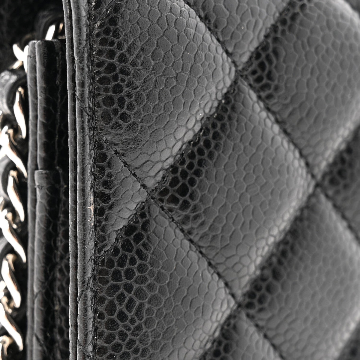 Quilted Caviar Wallet Bag - Black