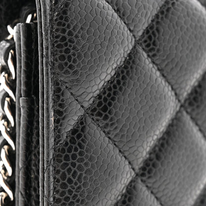 Quilted Caviar Wallet Bag - Black