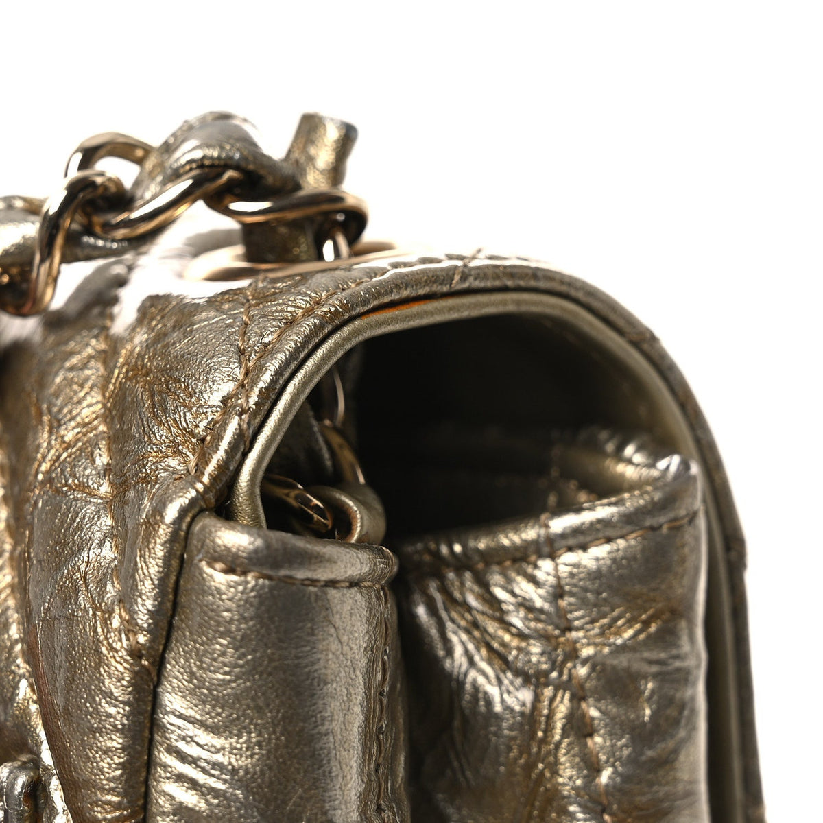 Mini Quilted Calfskin Flap Shoulder Bag - Gold