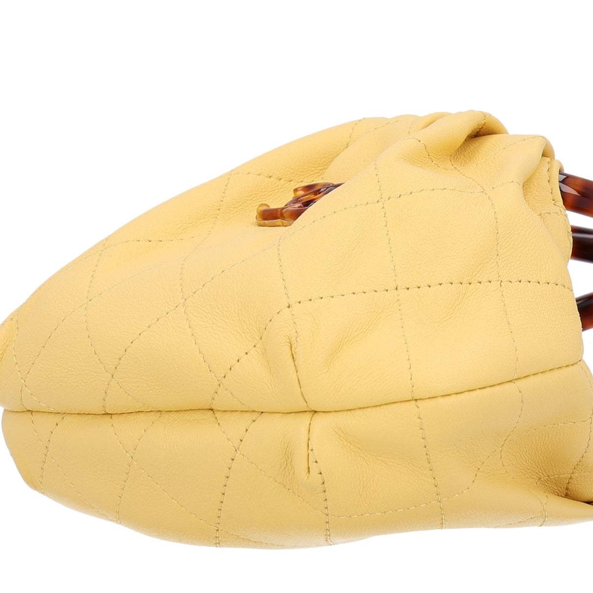 Mini Quilted Lambskin Pouch - Yellow