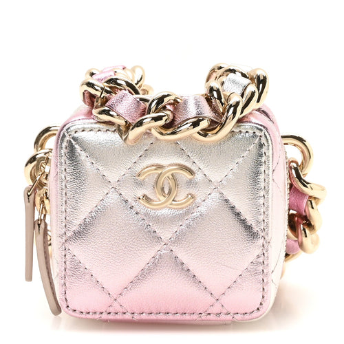 Quilted Lambskin Clutch Bag - Gold