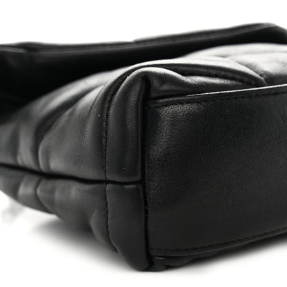 Quilted Lambskin Satchel Bag - Black