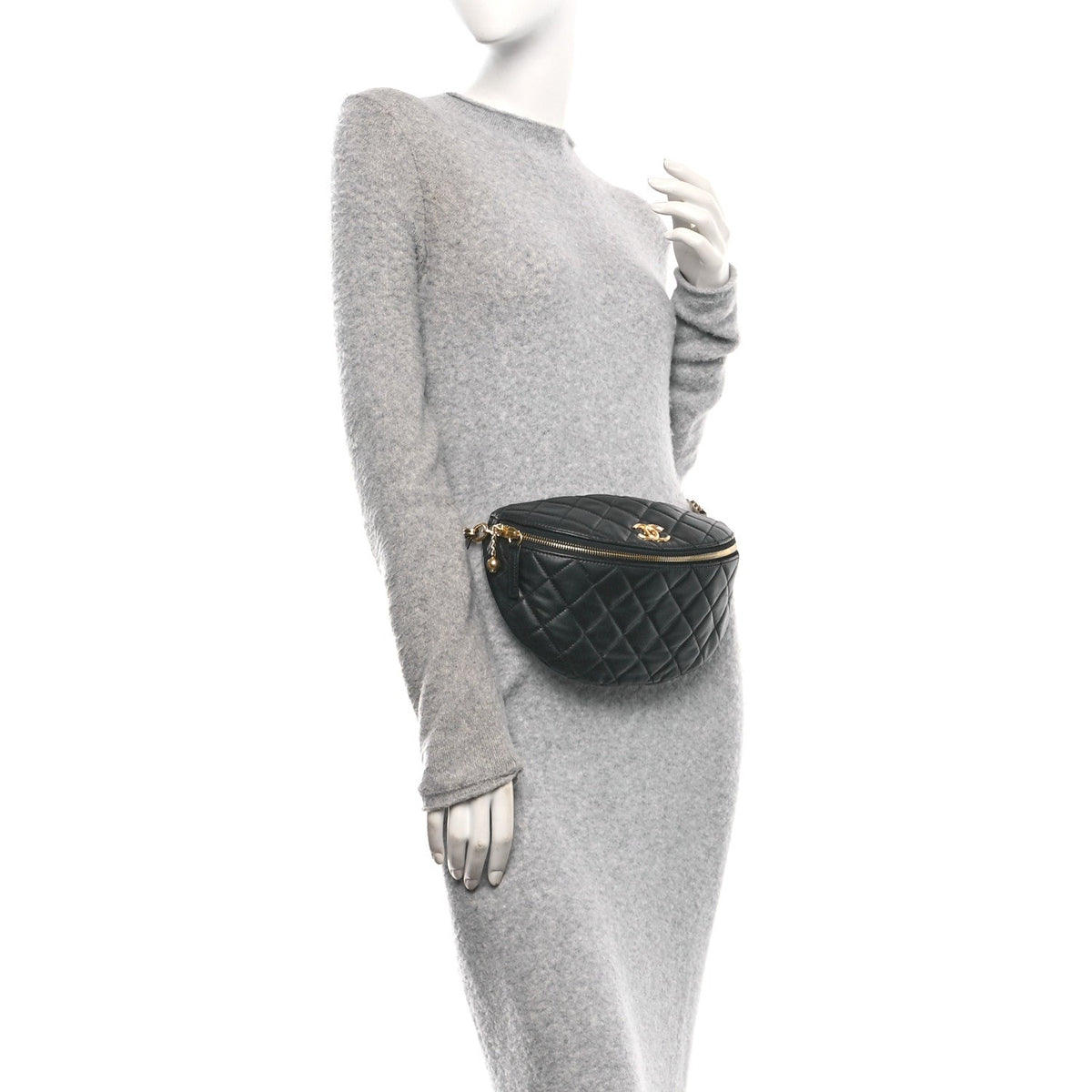 Quilted Lambskin Belt Bag - Black
