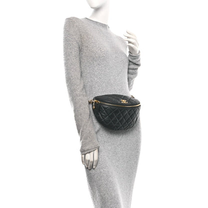 Quilted Lambskin Belt Bag - Black